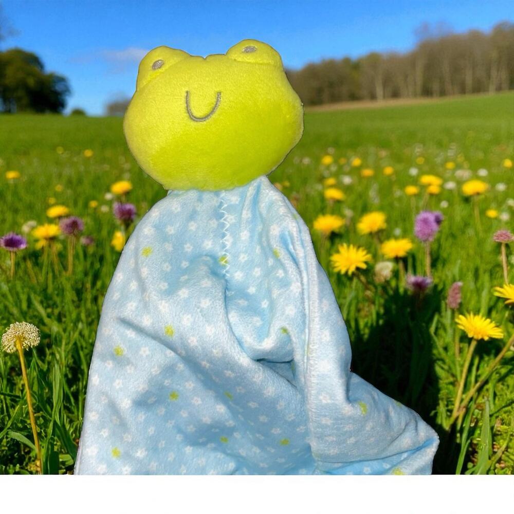 Carters Precious Firsts Frog Lovey Plush Security Blanket Rattle Baby Star Toy
